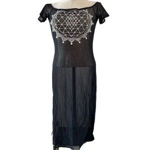 roiii fashion velvet embroidered dress Black Floral Embroidery Sheer Tulle A-Line Wedding Dress SW550 – SHEER FAIRY main image 0